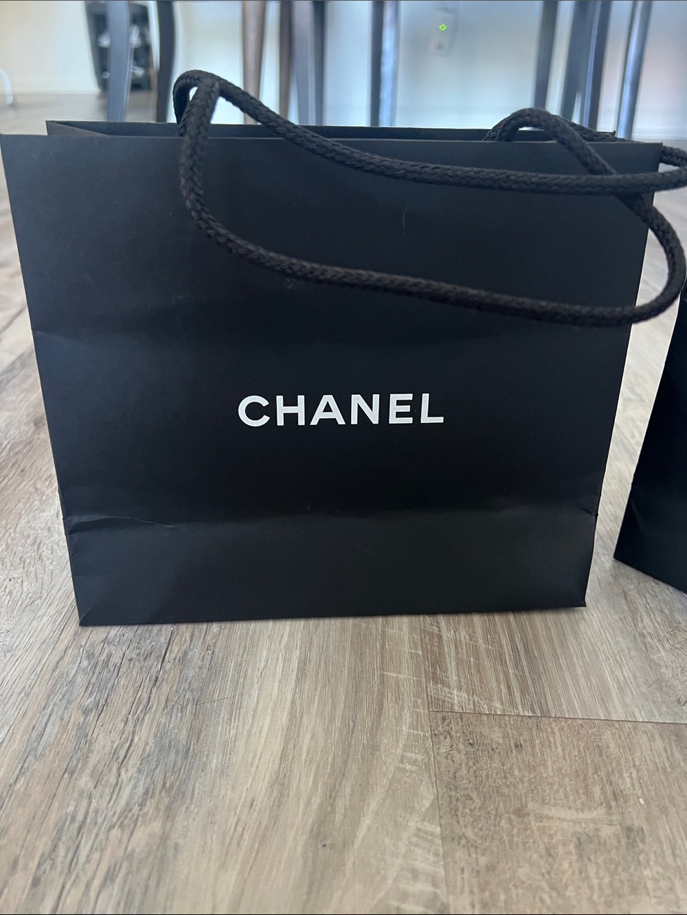 2 CHANEL Black Paper Gift Bags with White Camellia - Picture 5 of 15